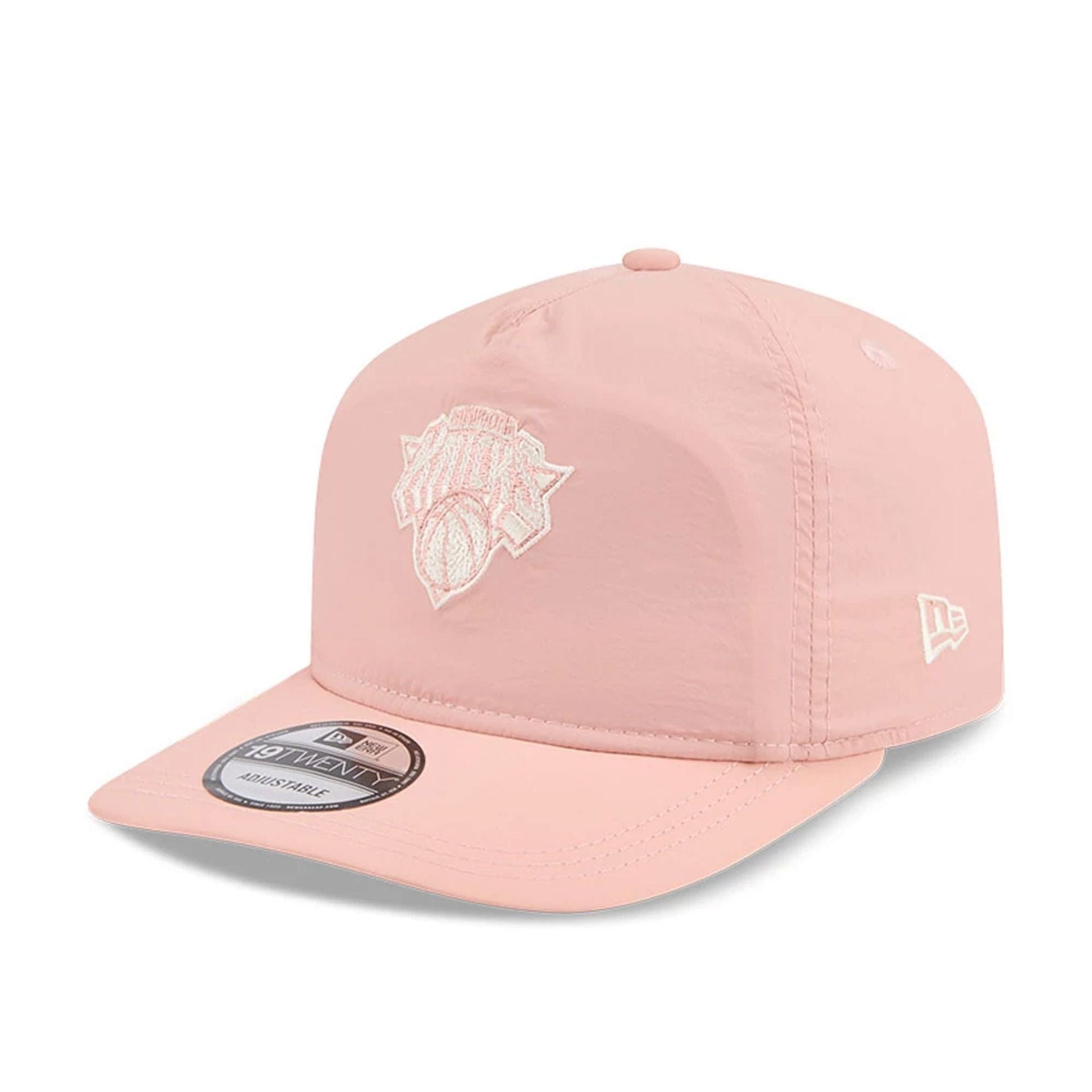 This is a New York Knicks Blush Crinkle Pastel Pink 19TWENTY Adjustable Cap 1