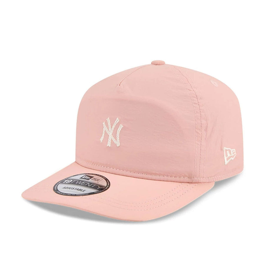 This is a New York Yankees Blush Crinkle Pastel Pink 19TWENTY Adjustable Cap 1