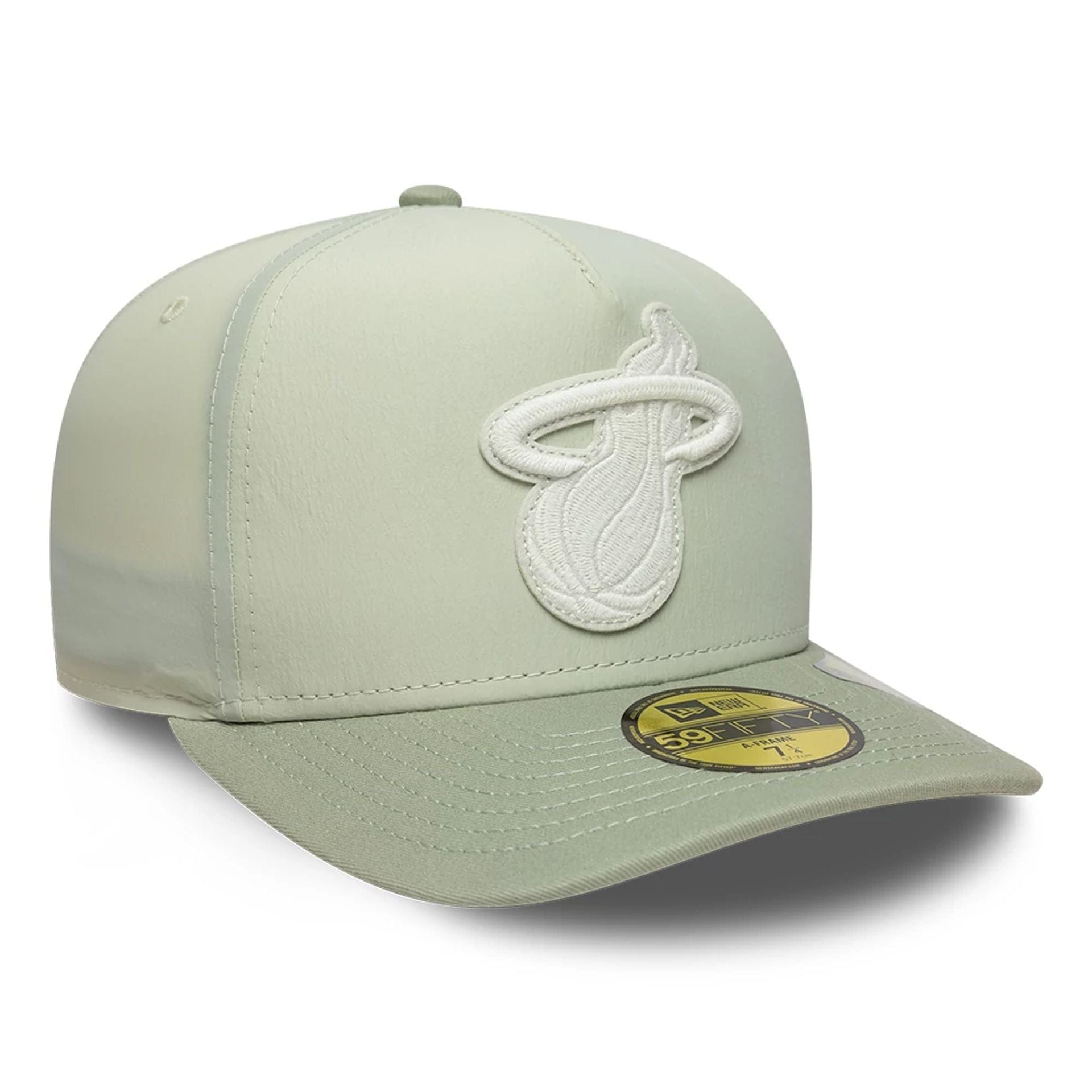 This is a Miami Heat Crinkle Pastel Green 59FIFTY A-Frame Fitted Cap 3