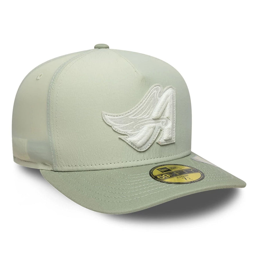 This is a LA Angels Crinkle Pastel Green 59FIFTY A-Frame Fitted Cap 3