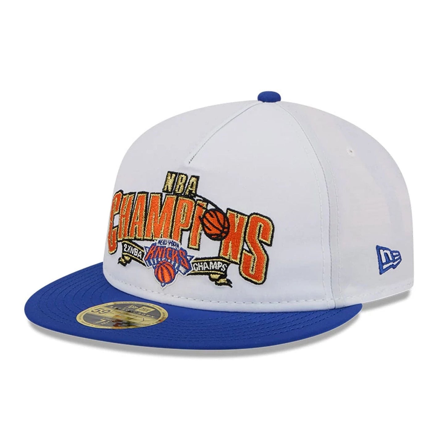 This is a New York Knicks NBA Champions White Retro Crown 59FIFTY Fitted Cap 1