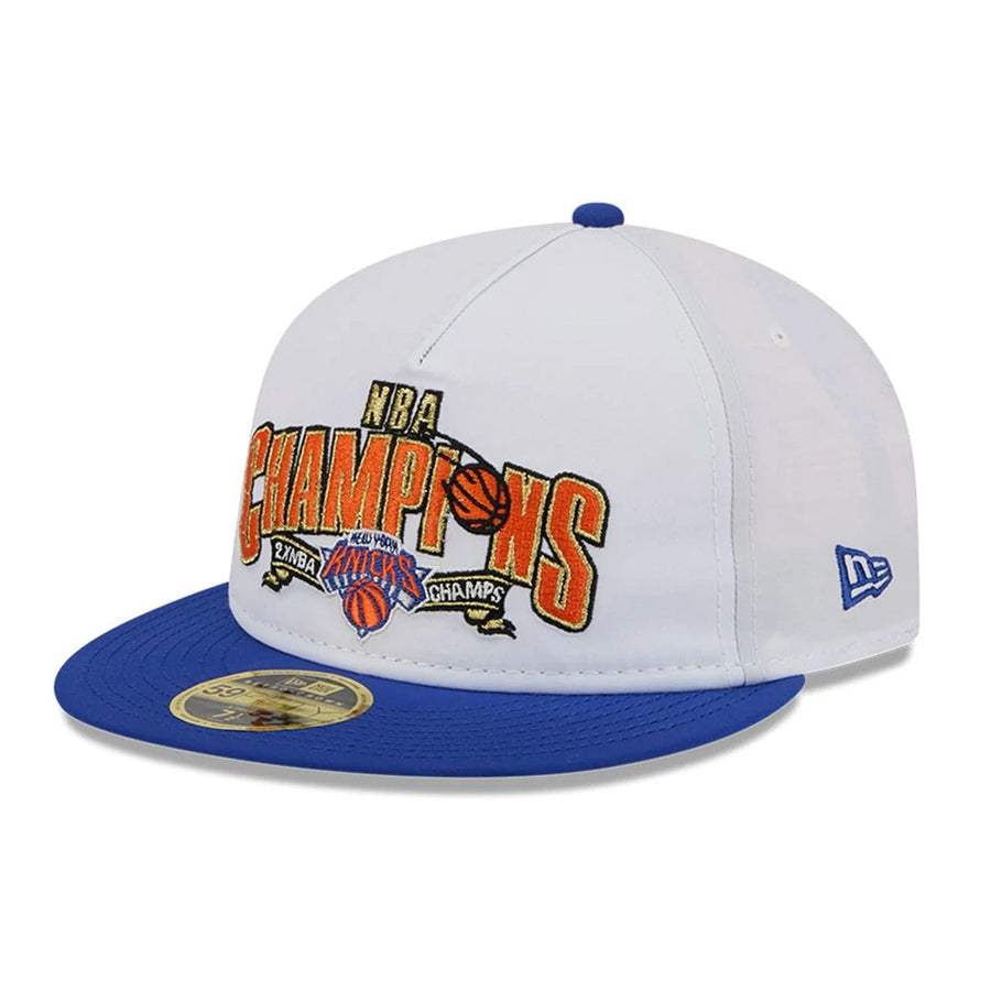 This is a New York Knicks NBA Champions White Retro Crown 59FIFTY Fitted Cap 1