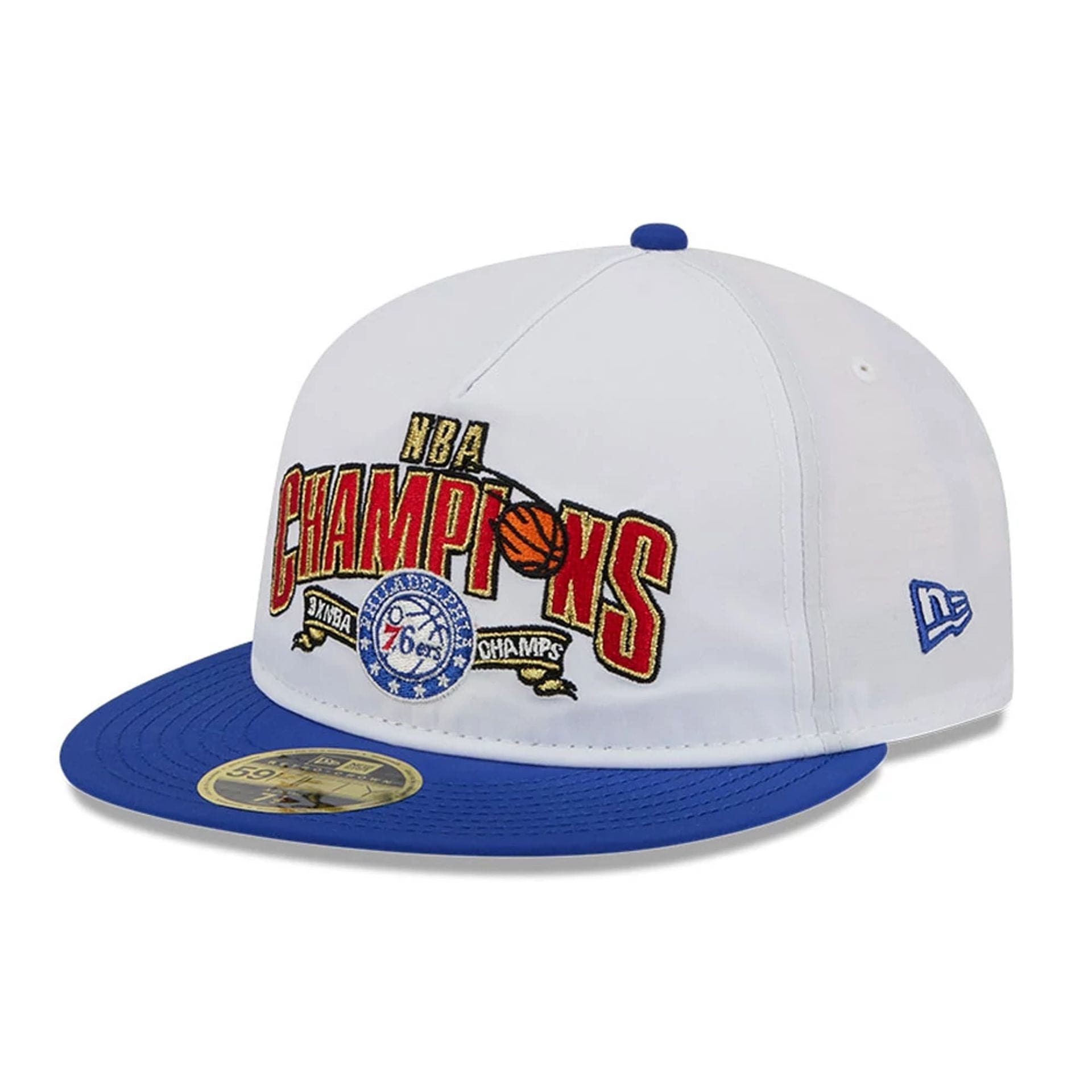This is a Philadelphia 76ers NBA Champions White Retro Crown 59FIFTY Fitted Cap 1