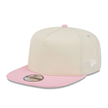 This is a New Era Cream & Pink 9FIFTY A-Frame Snapback Adjustable Cap 1