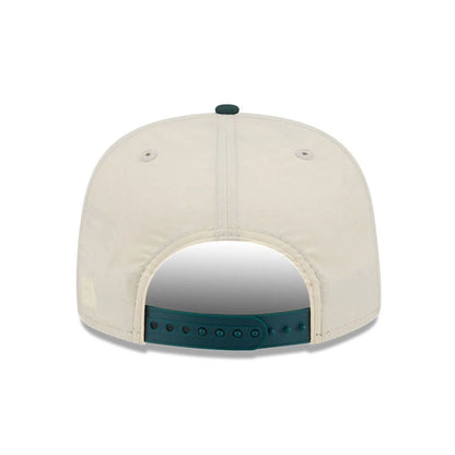 This is a New Era Cream & Dark Green 9FIFTY A-Frame Snapback Adjustable Cap 7