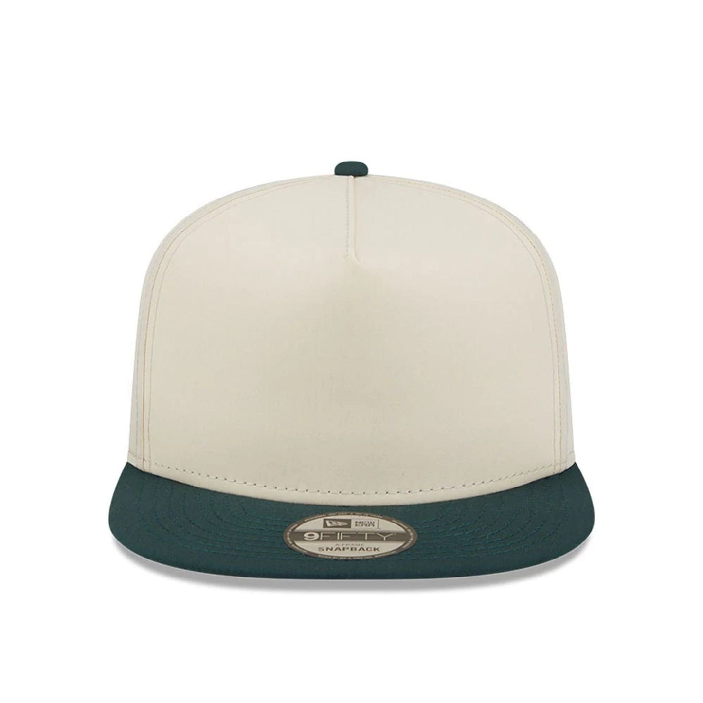 This is a New Era Cream & Dark Green 9FIFTY A-Frame Snapback Adjustable Cap 2