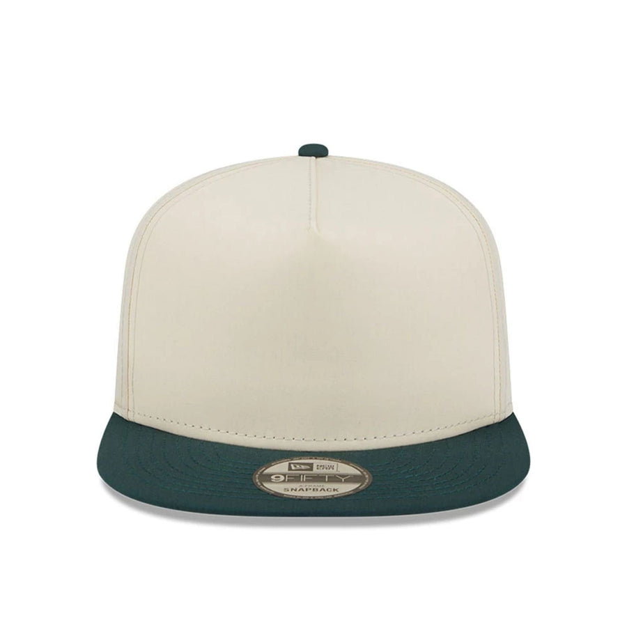 This is a New Era Cream & Dark Green 9FIFTY A-Frame Snapback Adjustable Cap 2