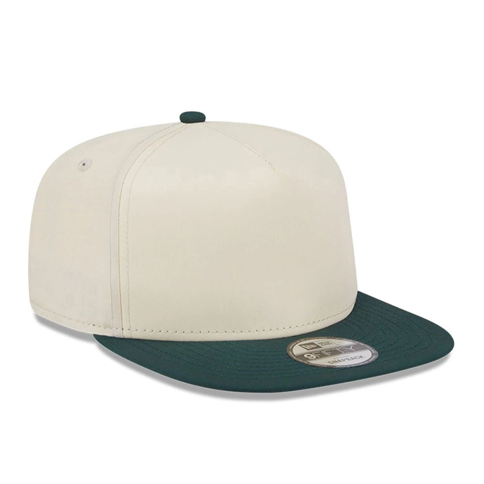 This is a New Era Cream & Dark Green 9FIFTY A-Frame Snapback Adjustable Cap 3