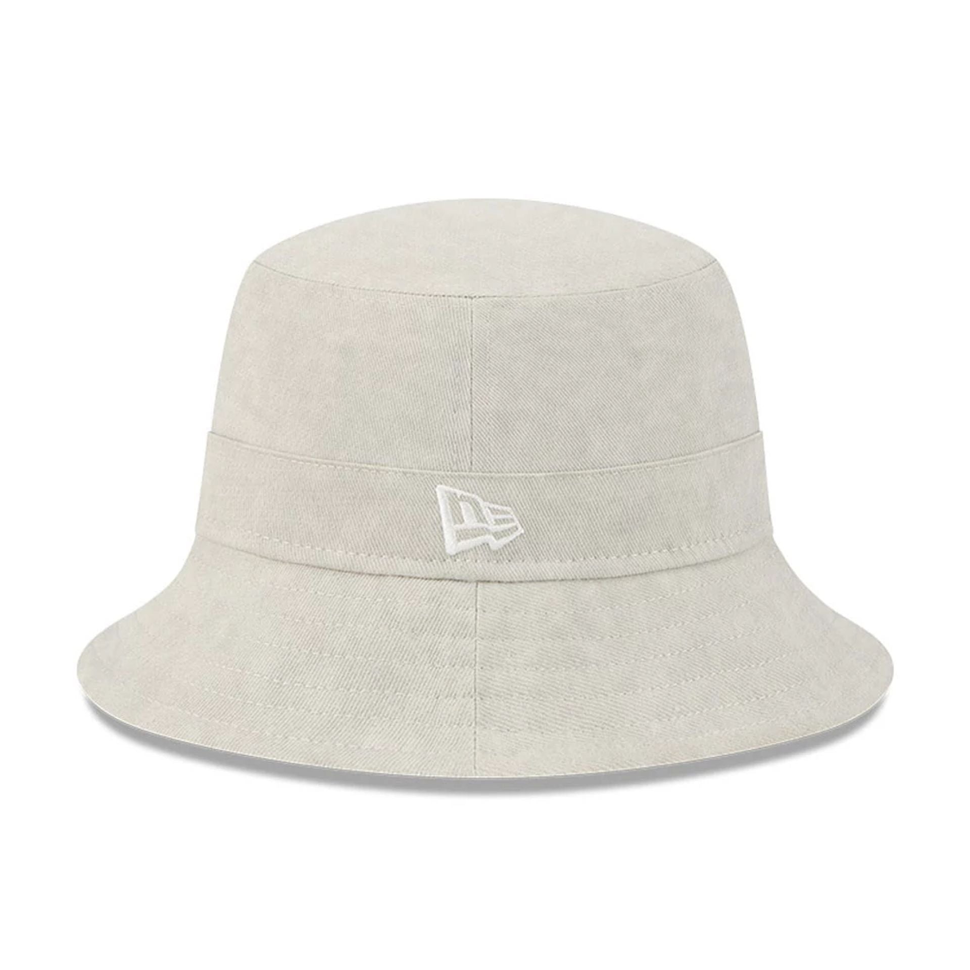 This is a New Era Light Cream Bucket Hat 2