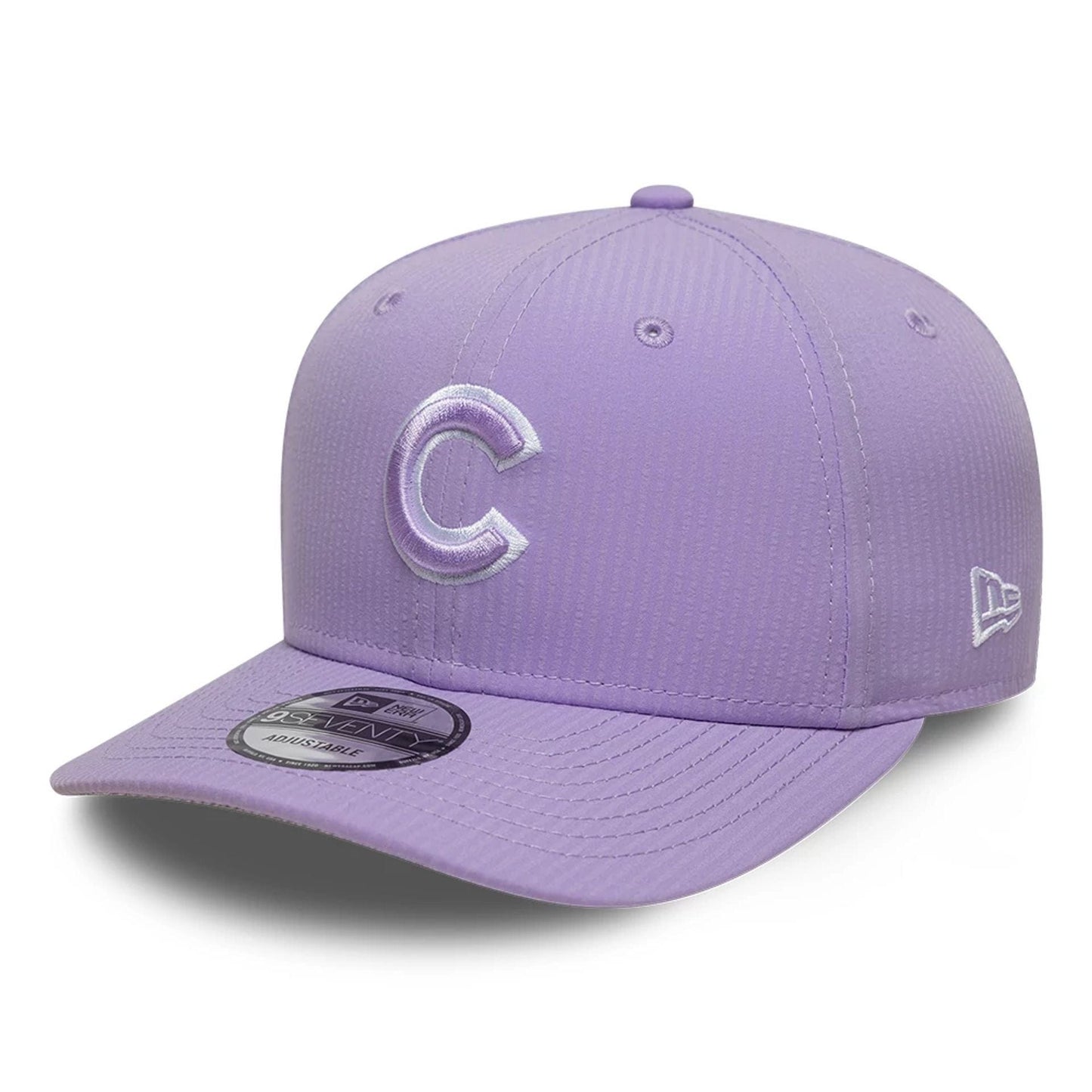 This is a Chicago Cubs Pastel Crepe Purple 9SEVENTY Stretch Snap Adjustable Cap 1
