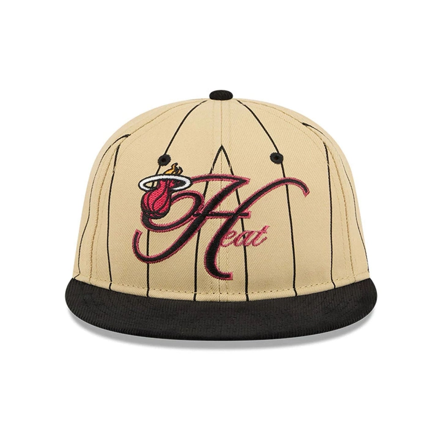 This is a Miami Heat Pinstripe Script Cream Retro Crown 9FIFTY Adjustable Cap 3