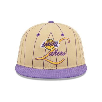 This is a LA Lakers Pinstripe Script Cream Retro Crown 9FIFTY Adjustable Cap 3