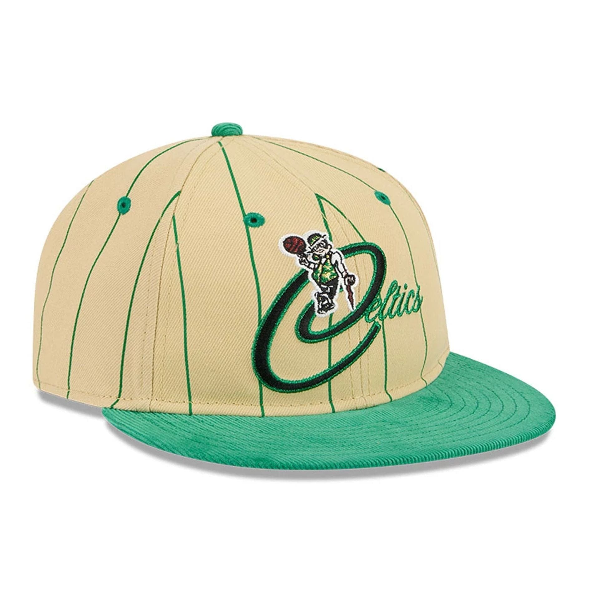 This is a Boston Celtics Pinstripe Script Cream Retro Crown 9FIFTY Adjustable Cap 4