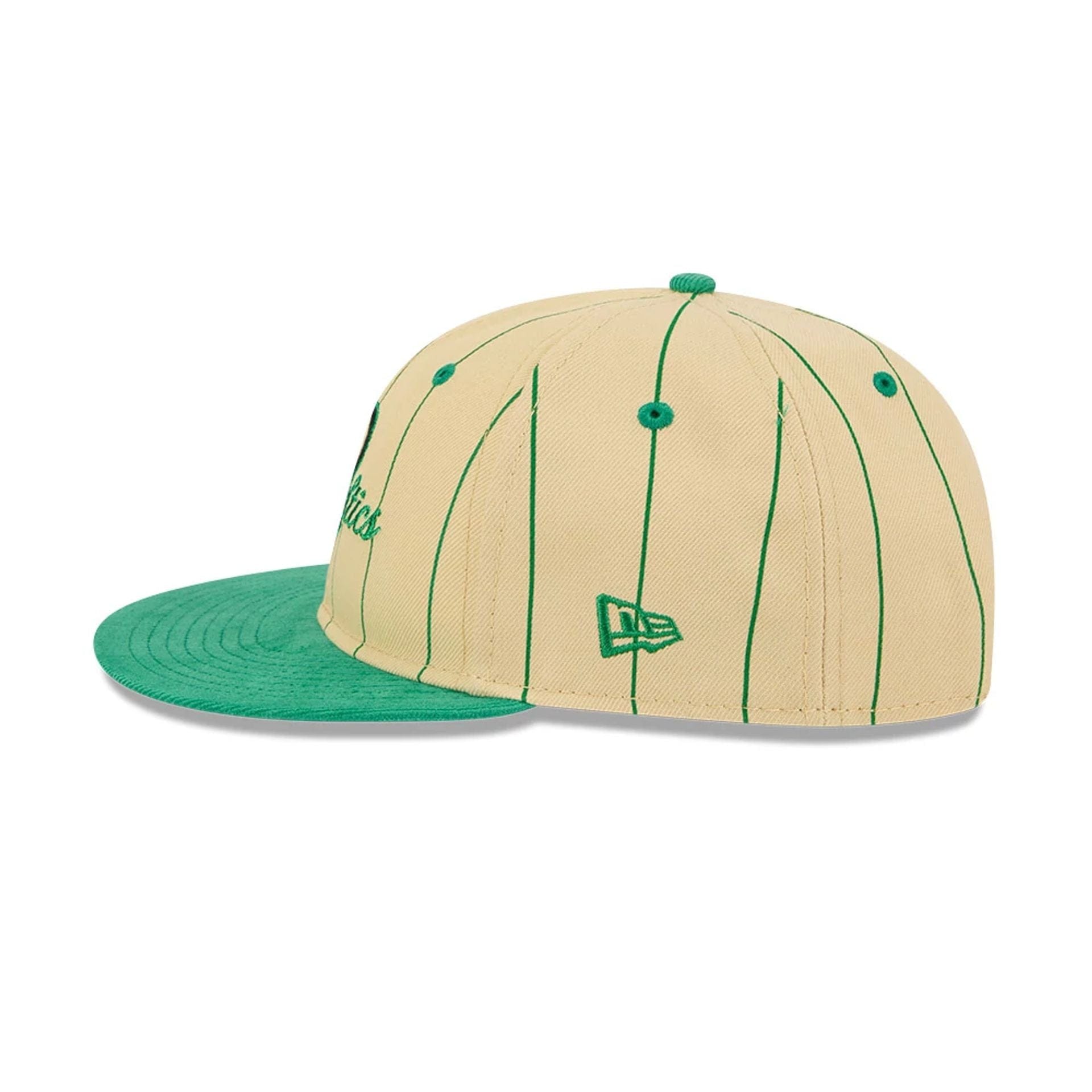 This is a Boston Celtics Pinstripe Script Cream Retro Crown 9FIFTY Adjustable Cap 6