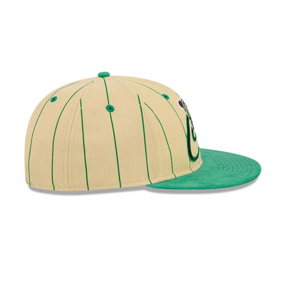 This is a Boston Celtics Pinstripe Script Cream Retro Crown 9FIFTY Adjustable Cap 7