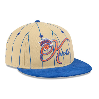 This is a New York Knicks Pinstripe Script Cream Retro Crown 9FIFTY Adjustable Cap 4