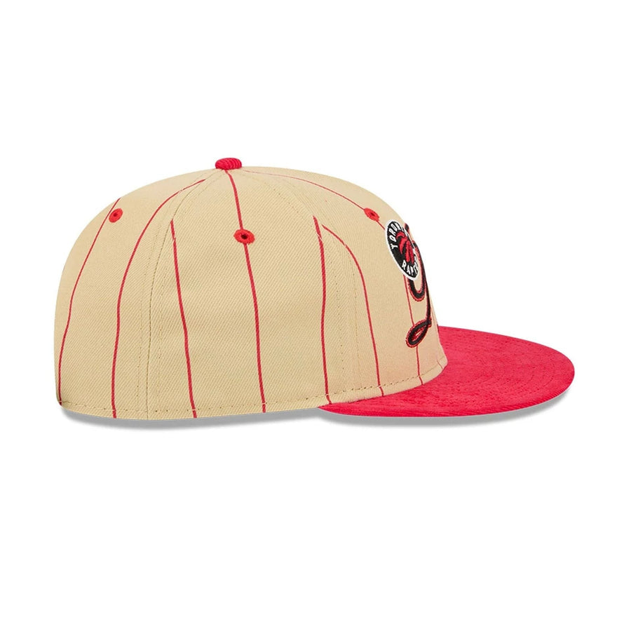 This is a Toronto Raptors Pinstripe Script Cream Retro Crown 9FIFTY Adjustable Cap 7