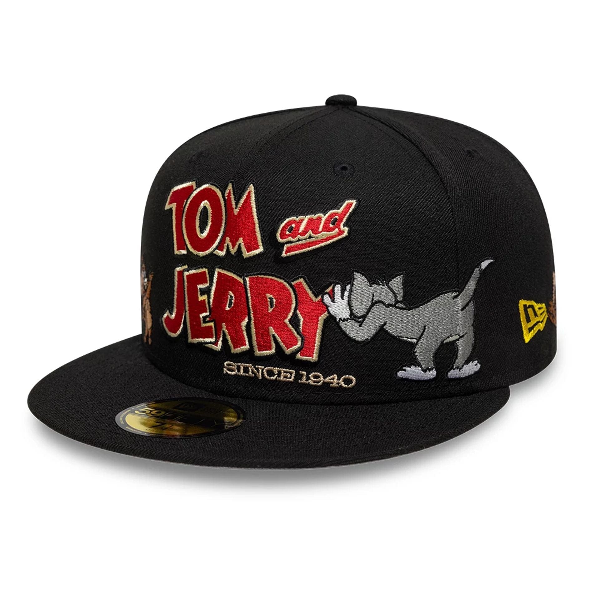 This is a Tom & Jerry Warner Brothers 85th Anniversary Black 59FIFTY Fitted Cap 1
