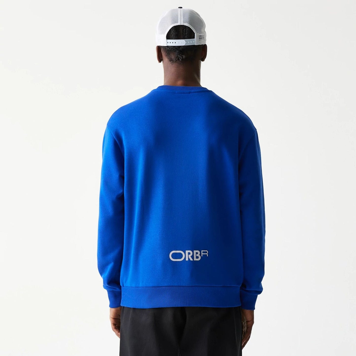 The Male model is wearing Red Bull Racing Blue Oversized Crew Neck Sweater 2