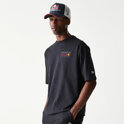 The Male model is wearing Red Bull Racing Black Oversized T-Shirt 1