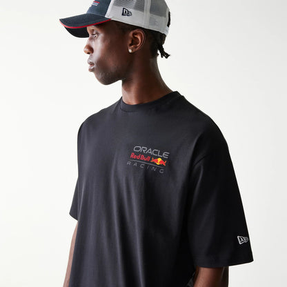 The Male model is wearing Red Bull Racing Black Oversized T-Shirt 3