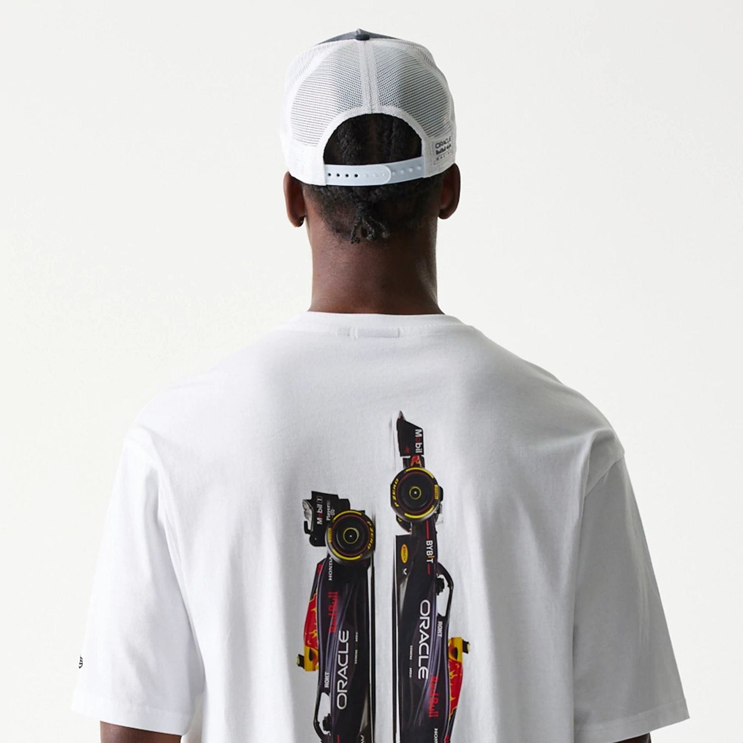 The Male model is wearing Red Bull Racing Profile White Oversized T-Shirt 7