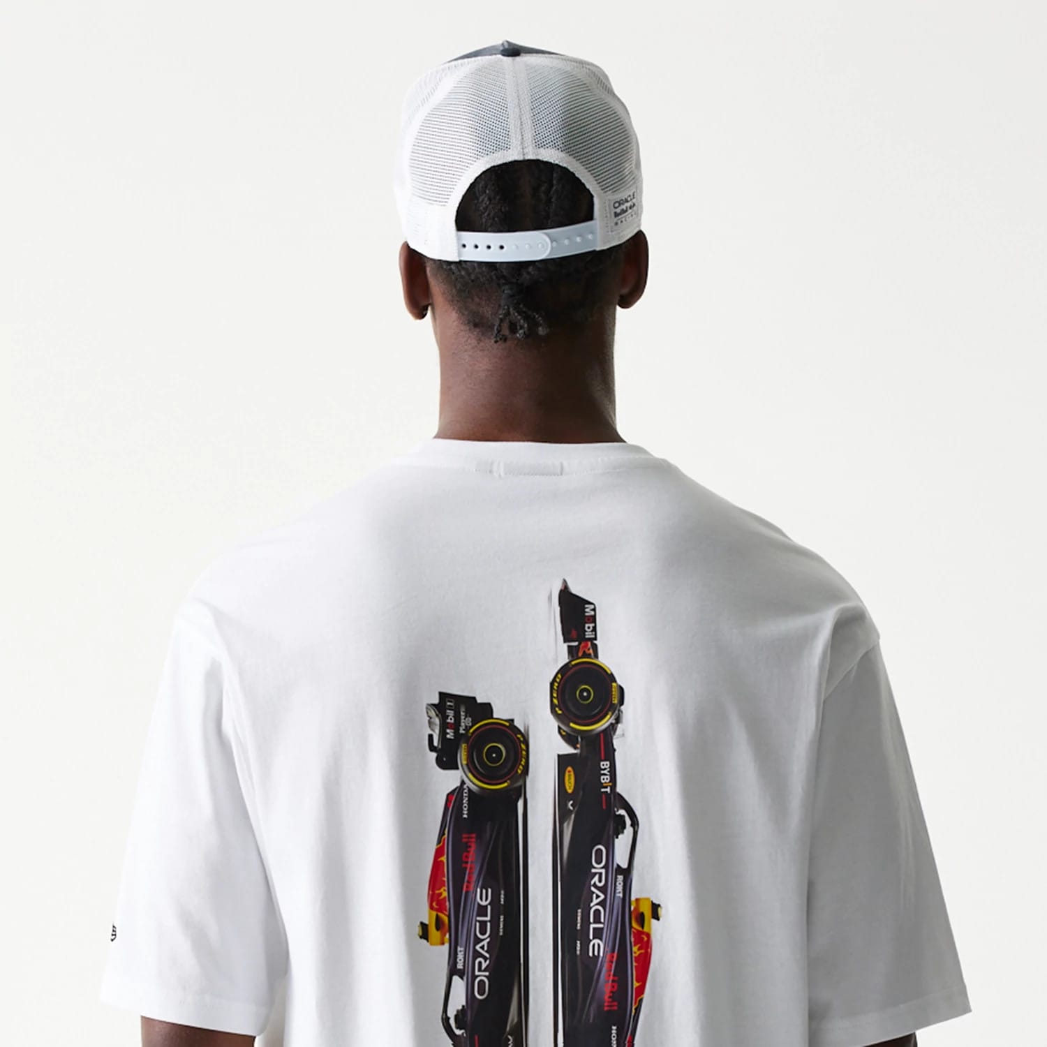 The Male model is wearing Red Bull Racing Profile White Oversized T-Shirt 7