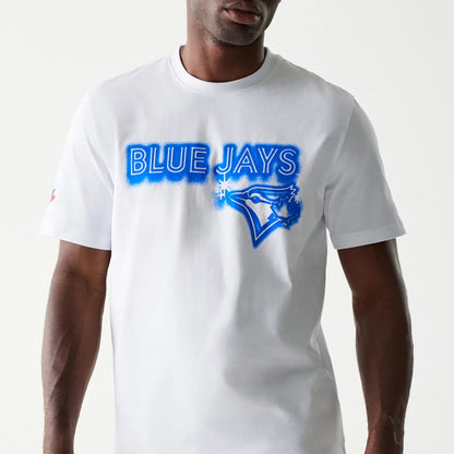 The Male model is wearing Toronto Blue Jays OVO x MLB White T-Shirt 3