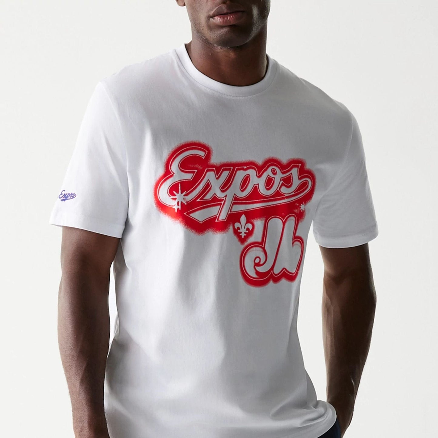 The Male model is wearing Montreal Expos OVO x MLB White T-Shirt 5