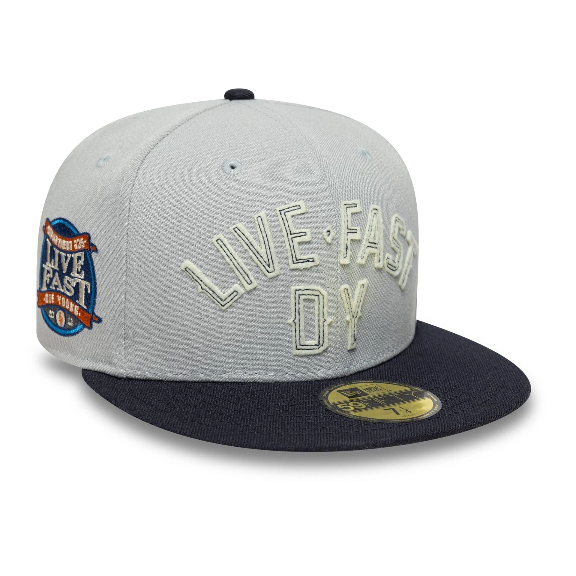 This is a LFDY x New Era Wordmark Grey 59FIFTY Fitted Cap 1