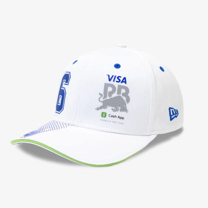 This is a Visa Cash App Racing Bulls Replica Isack Hadjar White 9SEVENTY Stretch Snap Adjustable Cap 1
