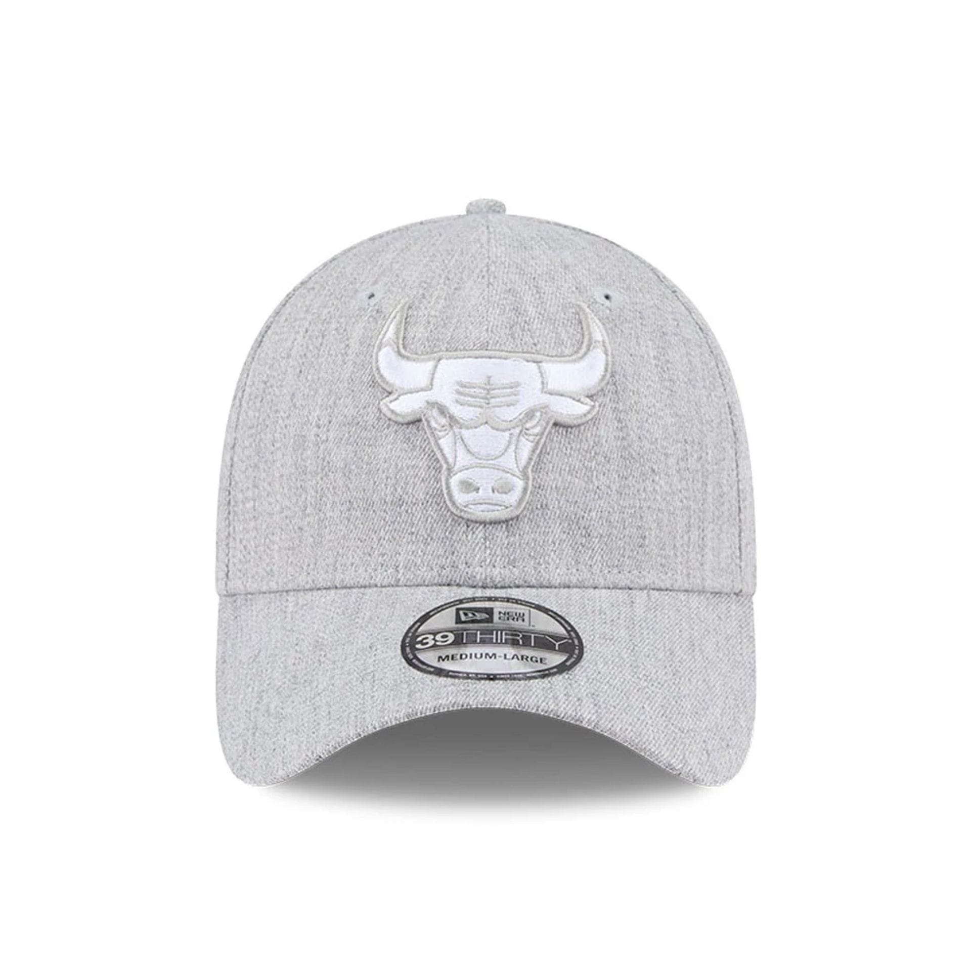 Pictured is this NBA Heather Chicago Bulls 39THIRTY Stretch Fit cap in grey. 2