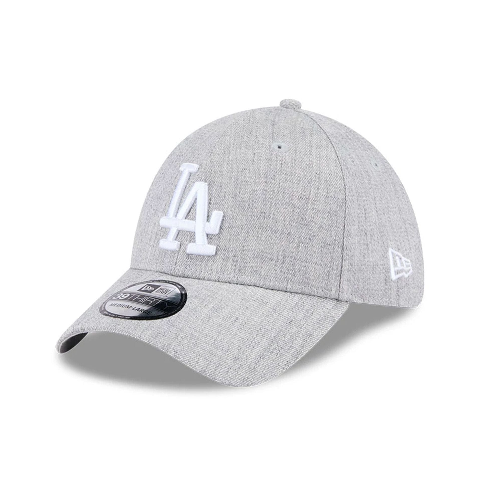 Pictured is this MLB Heather LA Dodgers 39THIRTY Stretch Fit cap in grey. 1