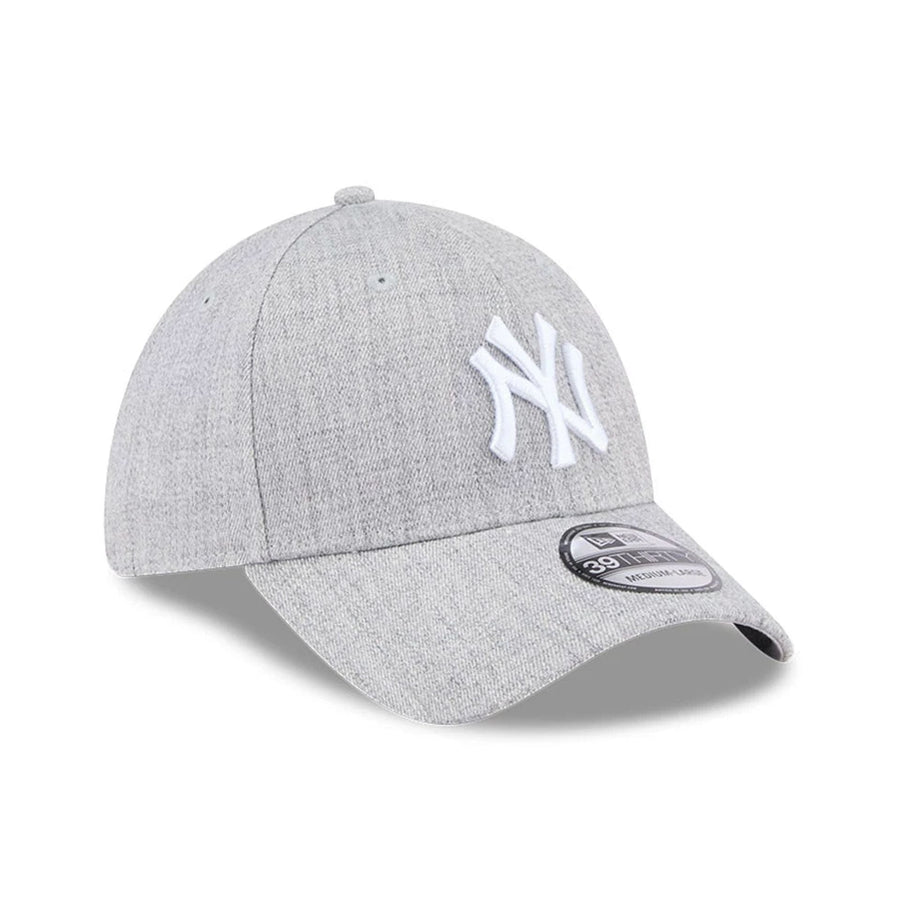 Pictured is this MLB Heather New York Yankees 39THIRTY Stretch Fit cap in grey. 3
