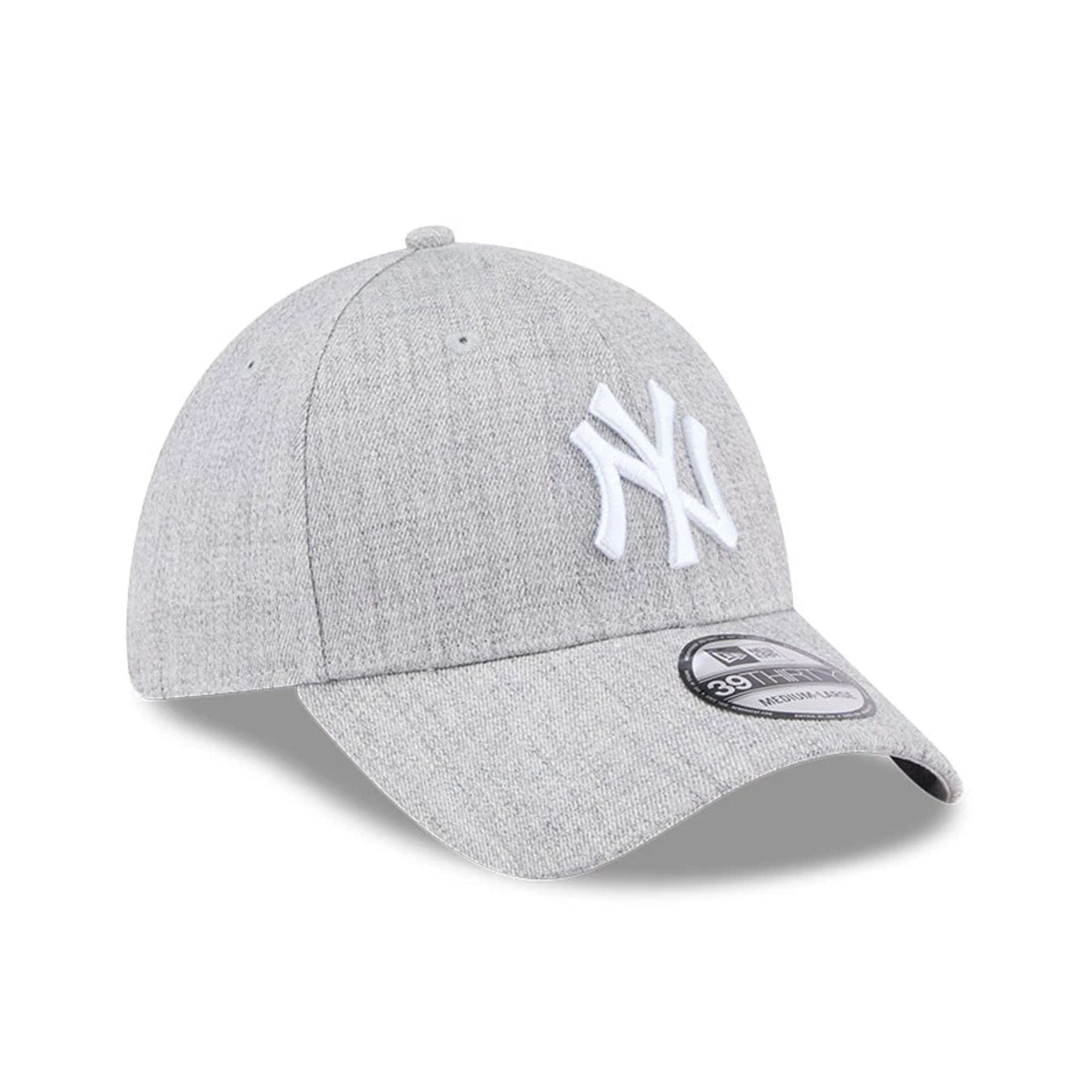 Pictured is this MLB Heather New York Yankees 39THIRTY Stretch Fit cap in grey. 3