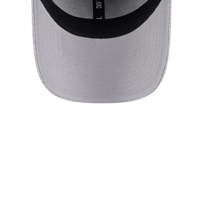 Pictured is this MLB Heather New York Yankees 39THIRTY Stretch Fit cap in grey. 7