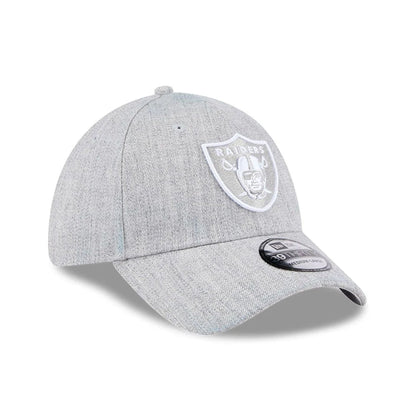 Pictured is this NFL Heather Las Vegas Raiders 39THIRTY Stretch Fit cap in grey. 3