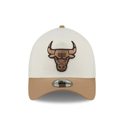 Pictured is this NBA Sandy Bay Chicago Bulls 39THIRTY A-Frame Stretch Fit cap in white. 3