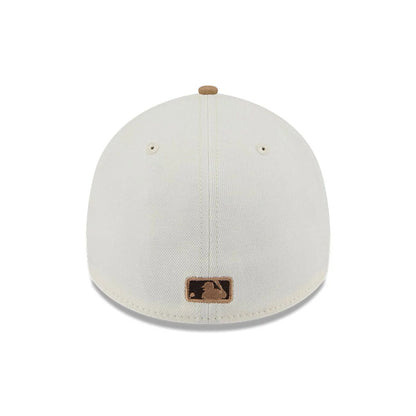 Pictured is this MLB Sandy Bay New York Yankees 39THIRTY A-Frame Stretch Fit cap in white. 7