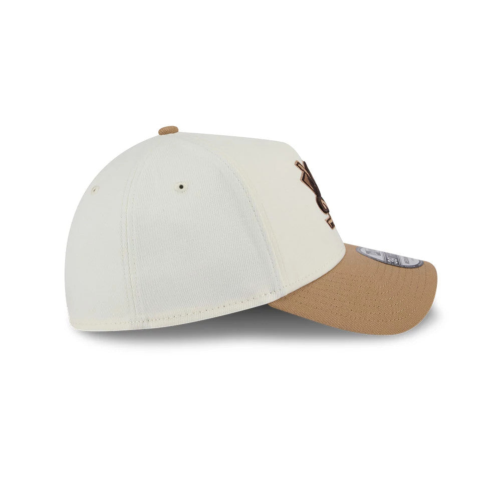 Pictured is this NHL Sandy Bay Anaheim Ducks 39THIRTY A-Frame Stretch Fit cap in white. 6