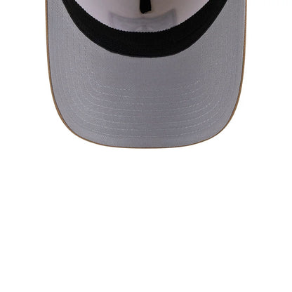 Pictured is this NFL Sandy Bay Las Vegas Raiders 39THIRTY A-Frame Stretch Fit cap in white. 2