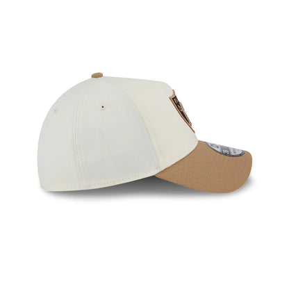 Pictured is this NFL Sandy Bay Las Vegas Raiders 39THIRTY A-Frame Stretch Fit cap in white. 6
