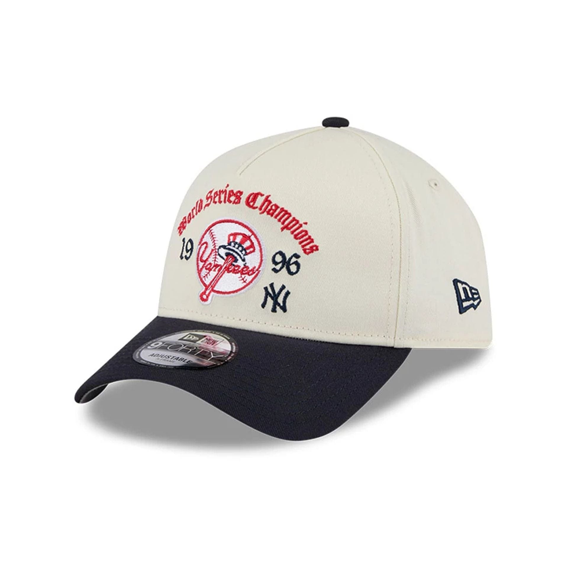 Pictured is this MLB Old English New York Yankees 9FORTY A-Frame cap in white. 4