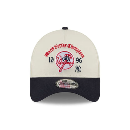 Pictured is this MLB Old English New York Yankees 9FORTY A-Frame cap in white. 3
