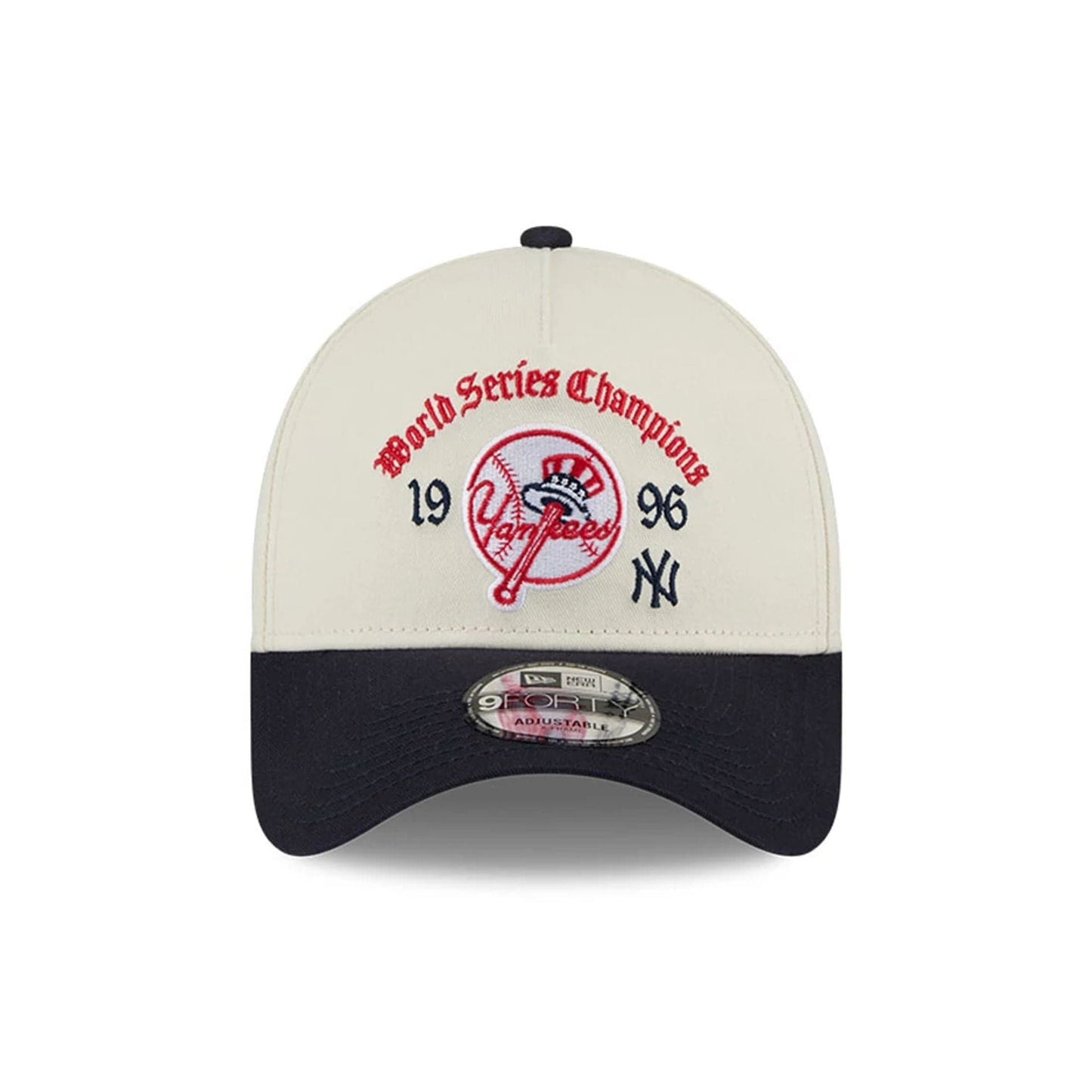 Pictured is this MLB Old English New York Yankees 9FORTY A-Frame cap in white. 3