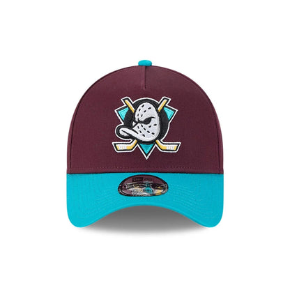 Pictured is this NHL Retro Anaheim Ducks 9FORTY A-Frame cap in burgundy. 3