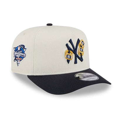 Pictured is this MLB 3 Times World Series New York Yankees 9FIFTY A-Frame Snapback cap in white. 1