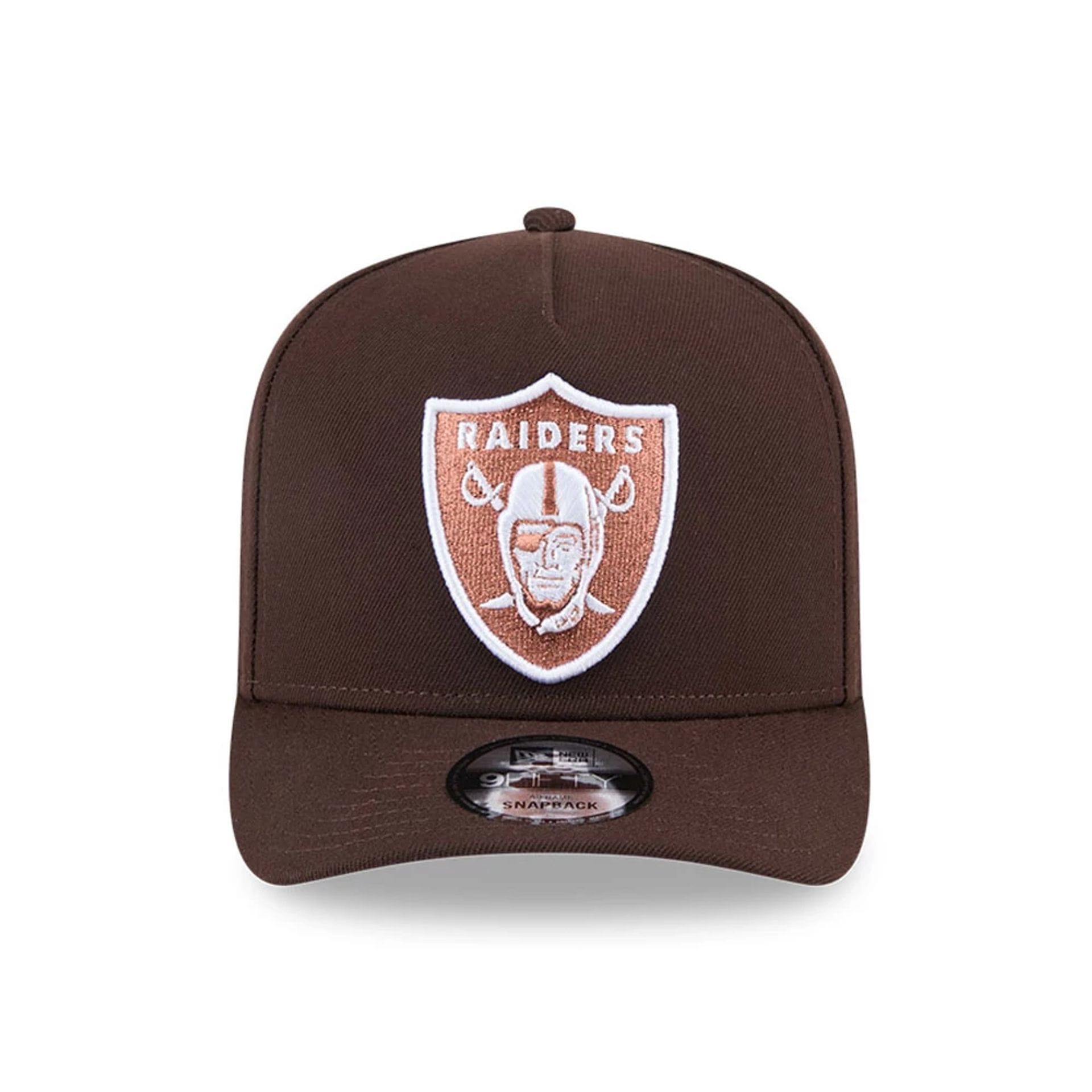 This is a Las Vegas Raiders NFL Metallic Dark Brown 9FIFTY A-Frame Snapback Adjustable Cap 3
