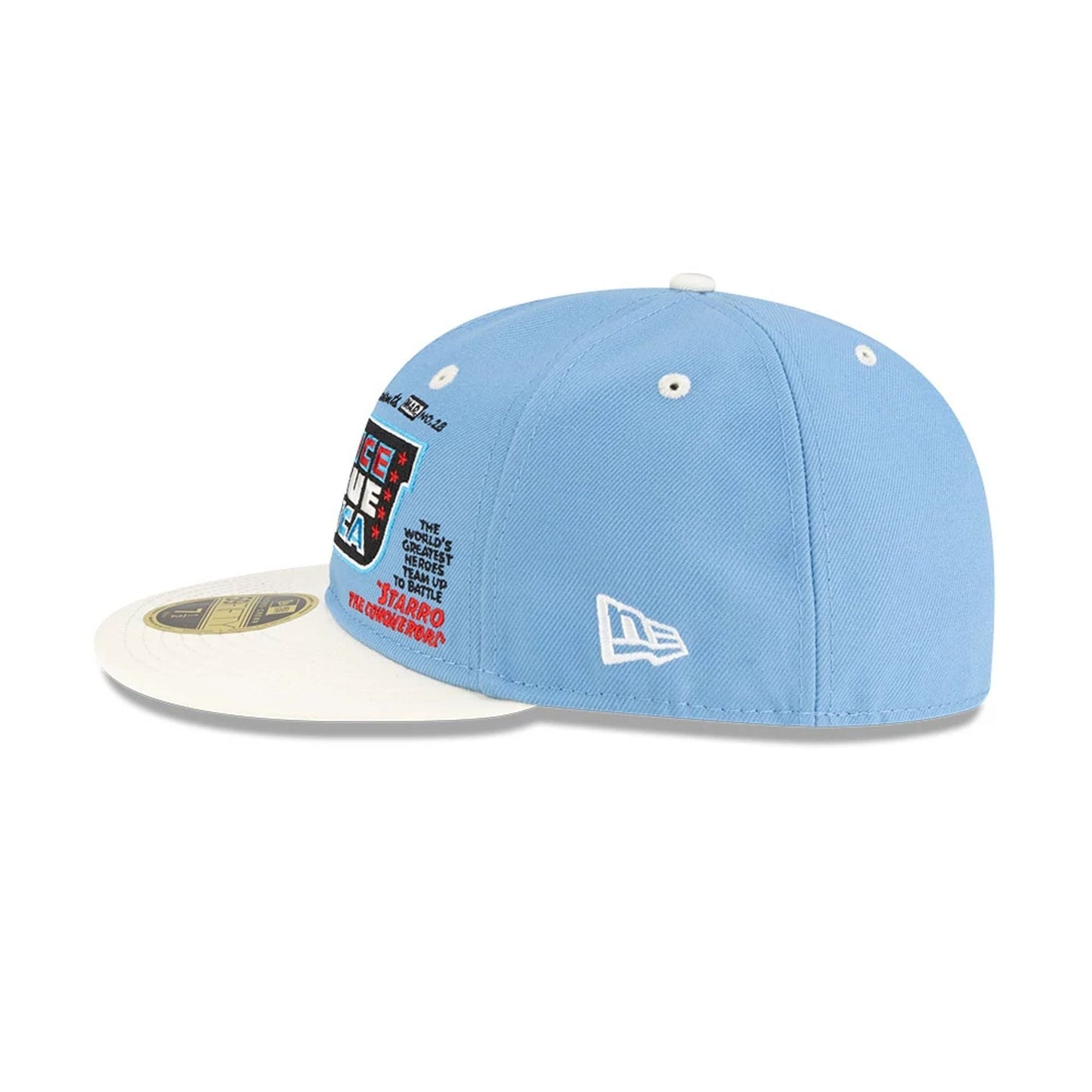 This is a Justice League Of America Pastel Blue Retro Crown 59FIFTY Fitted Cap 5