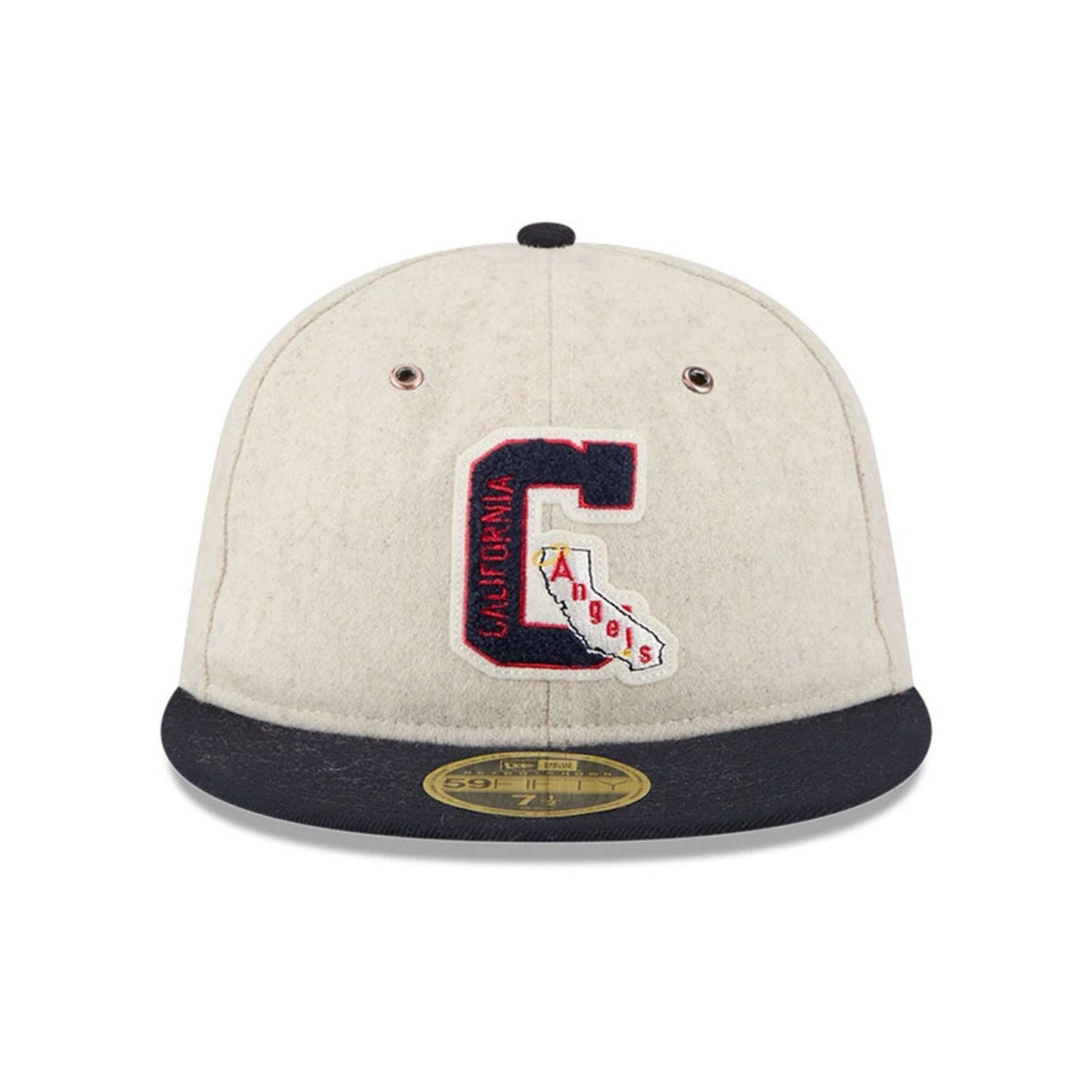 This is a LA Angels Wool Letterman Grey Retro Crown 59FIFTY Fitted Cap 3